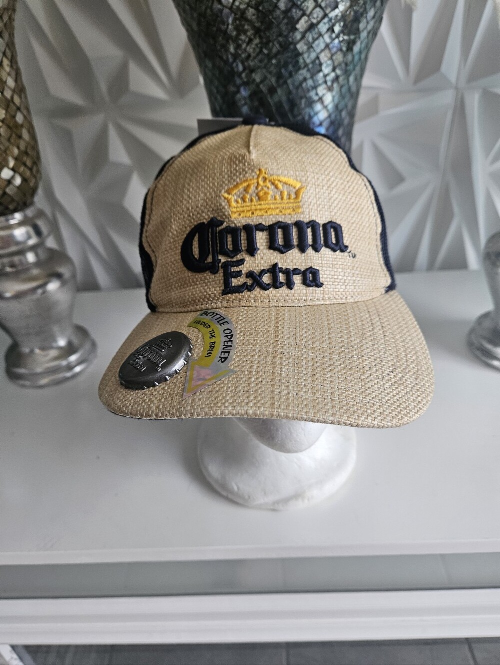 Men Beige Trucker Hat - Branded Straw Baseball Cap